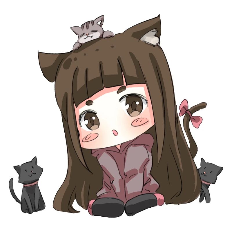 Chibi avec 3 petits chats