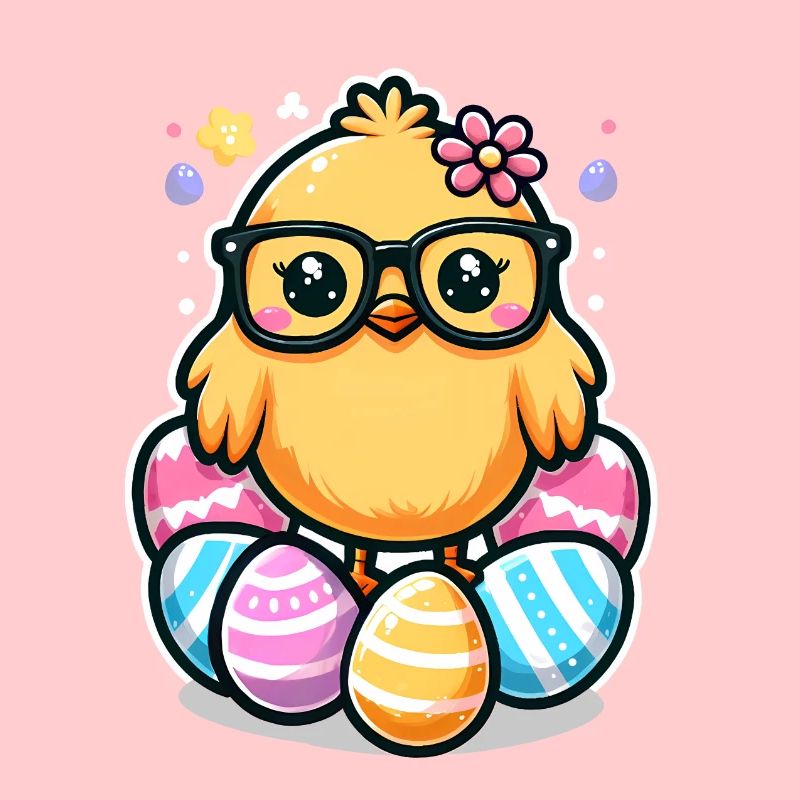 Nerd Easter Cute easter chickling with glasses