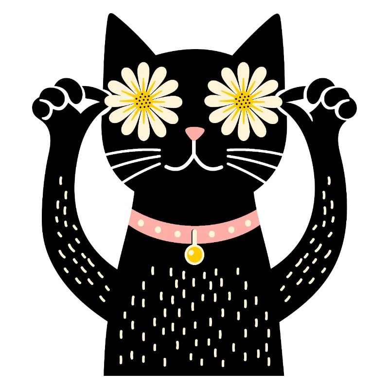 Chat et marguerites