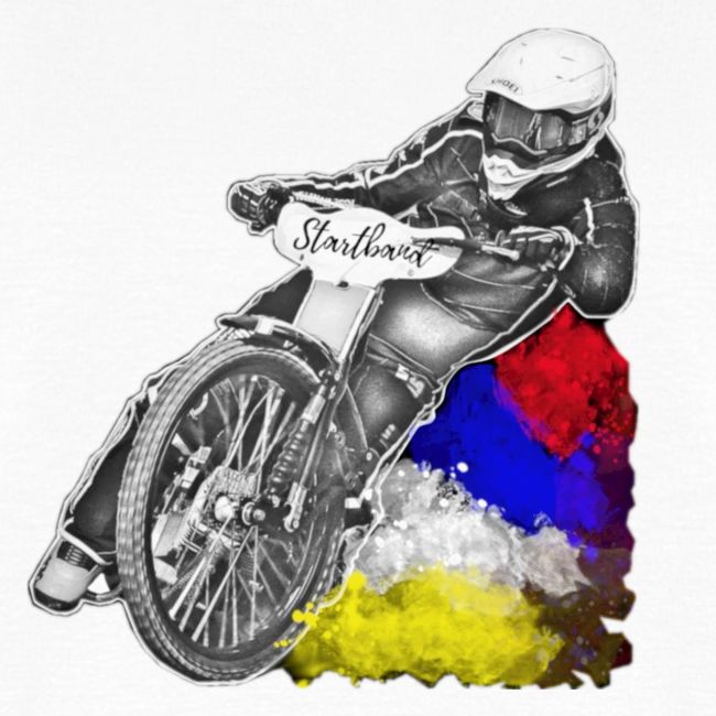 Fahrer rot blau weiß gelb