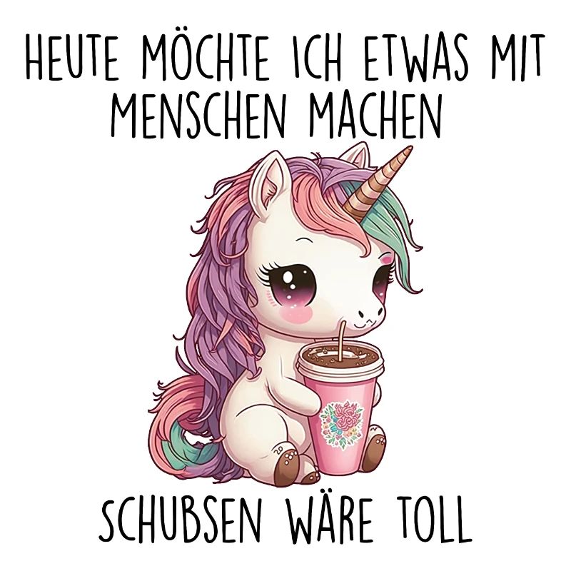 süßes Einhorn mit Kaffee frecher Spruch