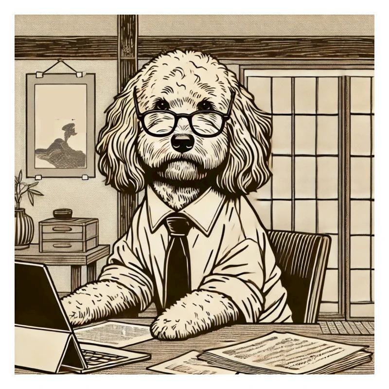 Japan Ukijo e Stil Schreibtisch Cockapoo