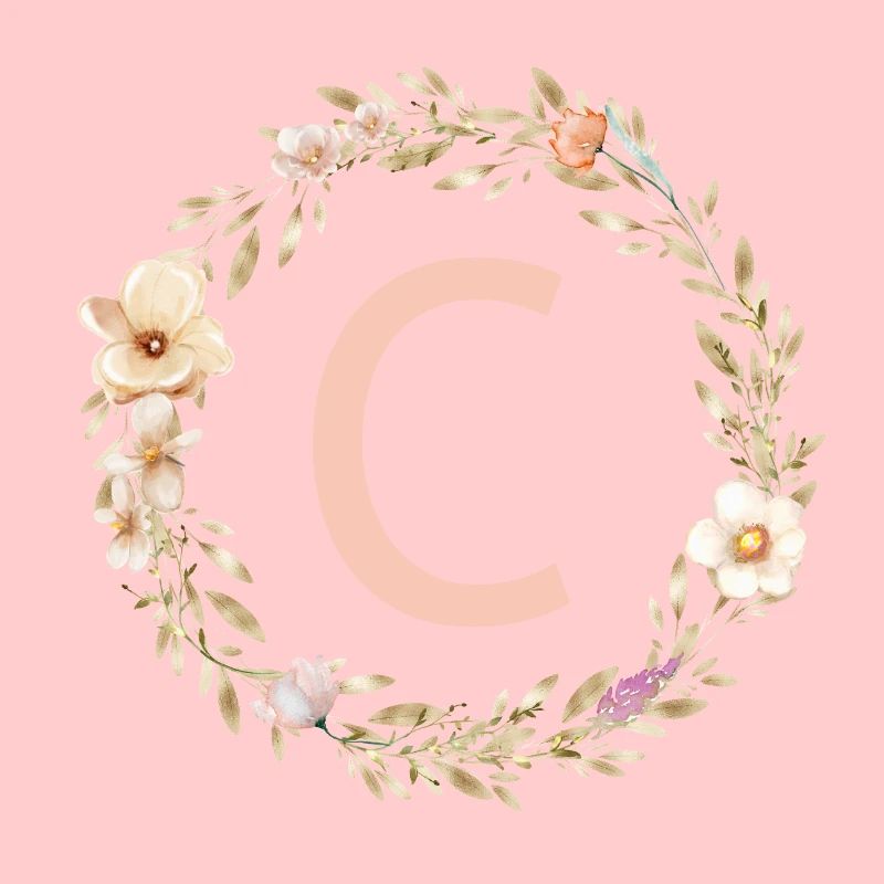 Customizable Monogram C Flower Wreath Boho