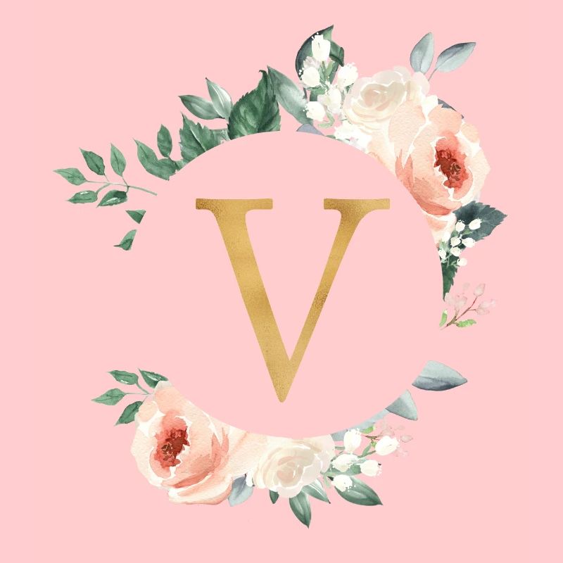 V Monogramme Vert, Pastel, Couronne
