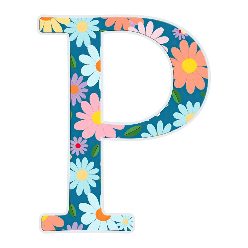 Customizable Monogram P Floral Pattern
