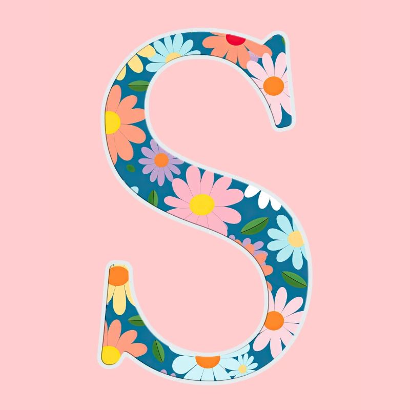 Customizable Monogram S Floral Pattern