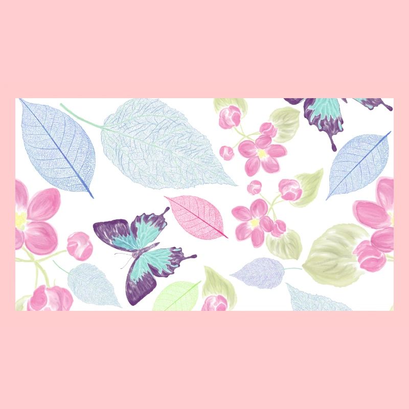 papillon, fleur, feuilles de différentes couleurs