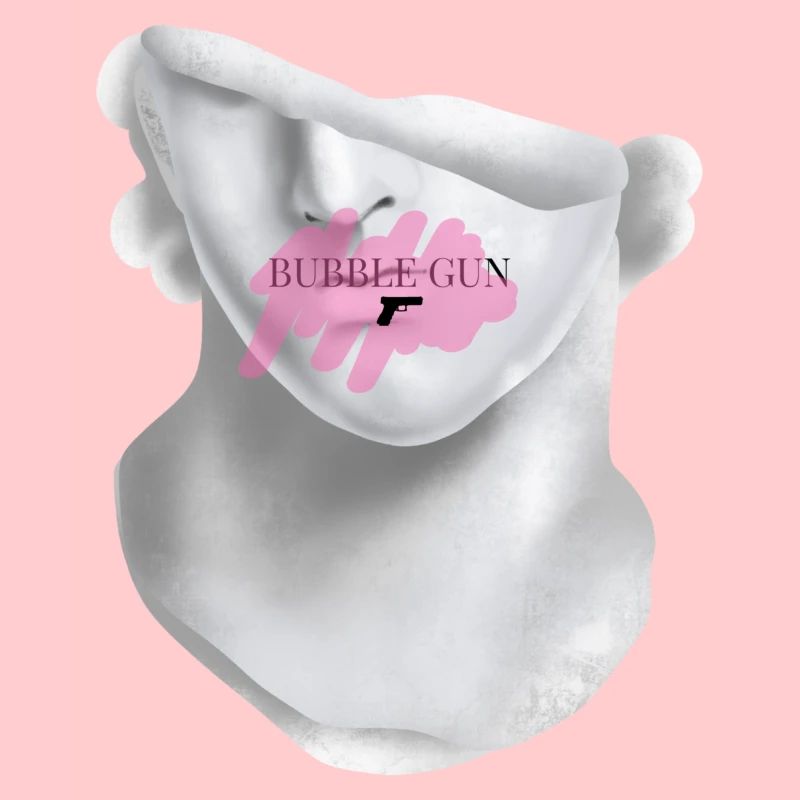 Bubble Gun Half Face White Sculpture Back