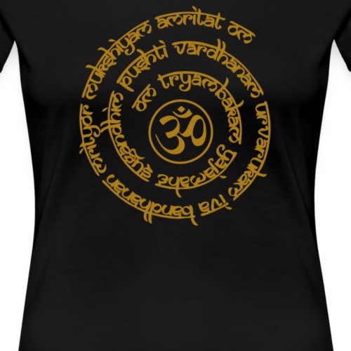 Yoga Mantra Motiv Tryambakam Heilmantra Gold - Frauen Premium T-Shirt