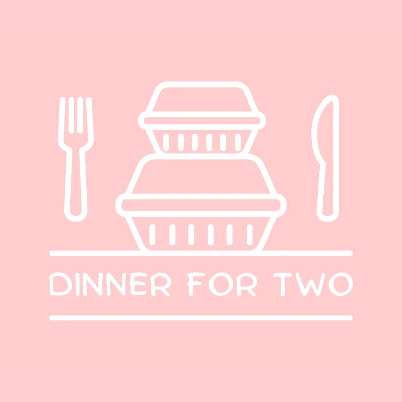 Dinner for two – takeaway boxes, fork, knife.