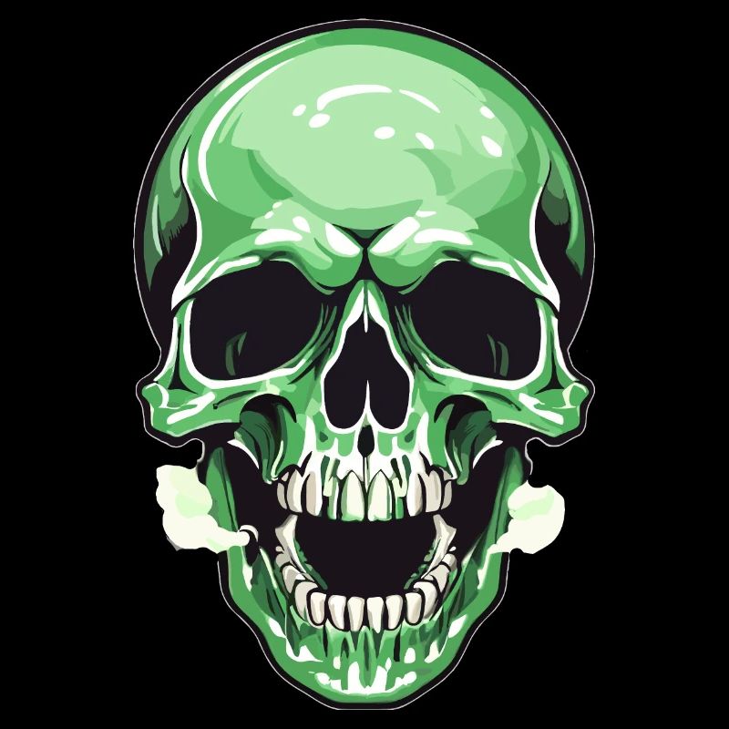 Crâne vert face frontale