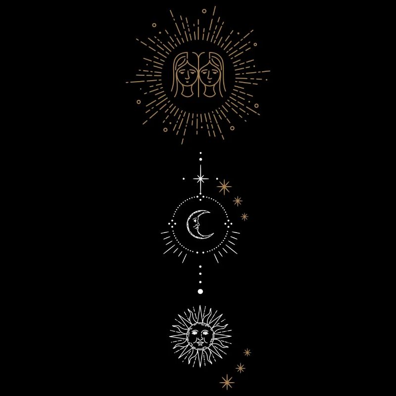 Zodiac sign Gemini with Sun and Moon