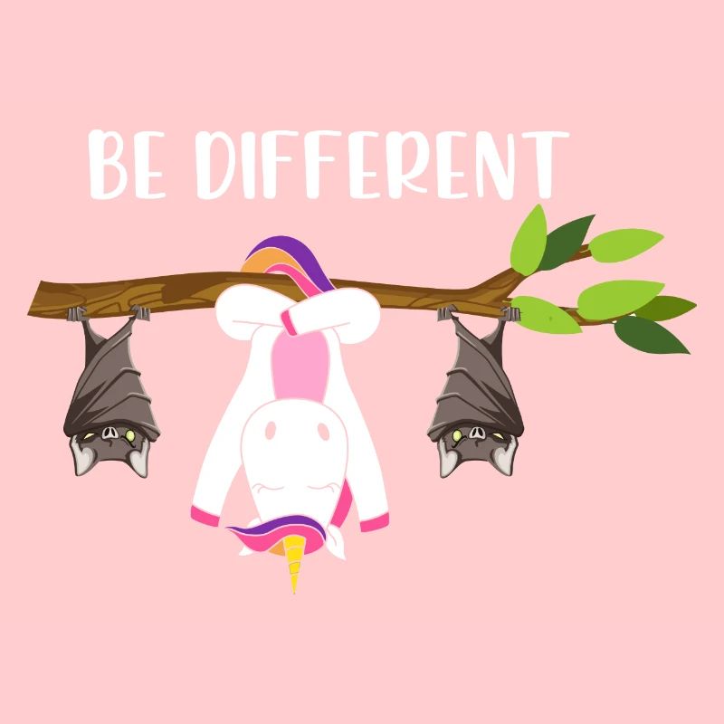 Be Different Einhorn mit Fledermäusen