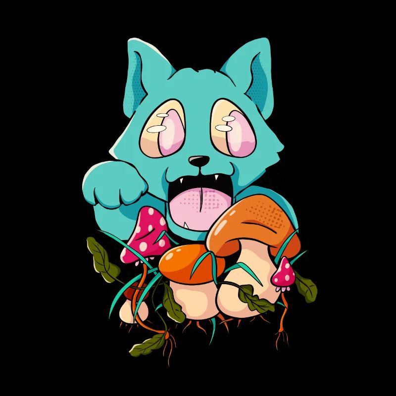 Trippy Mushroom Cat Hippie Trip Psychedelic