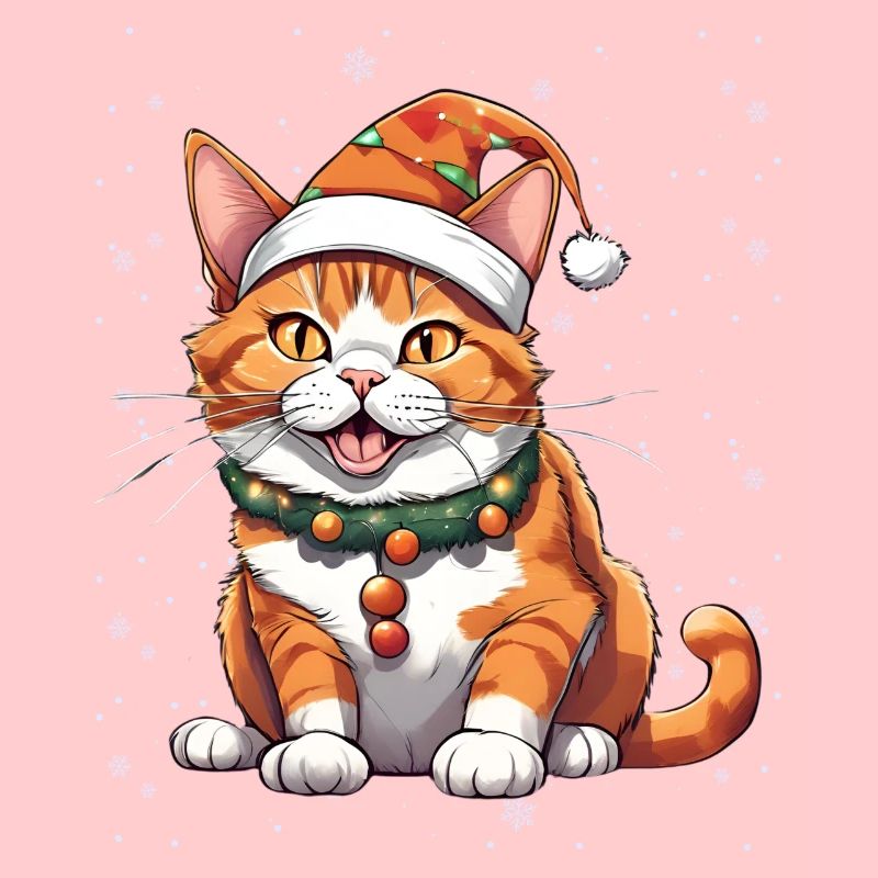 Drôle de chat de Noël avec chapeau et