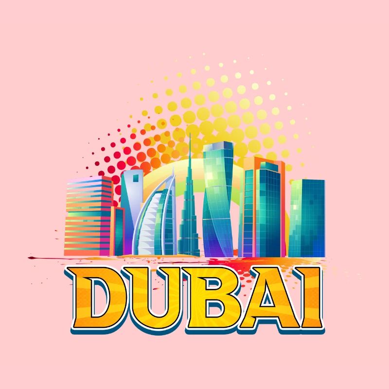 Dubai Skyline Summer Sun Palm Beach Sea