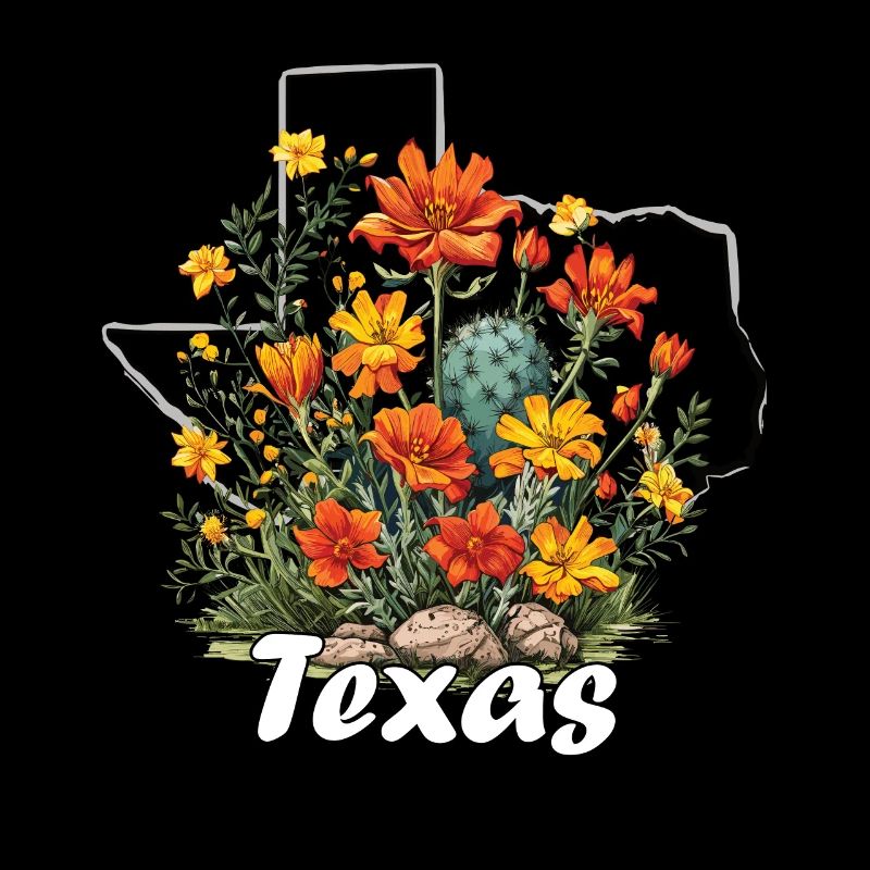 Drapeau du Texas avec printemps floral Texas