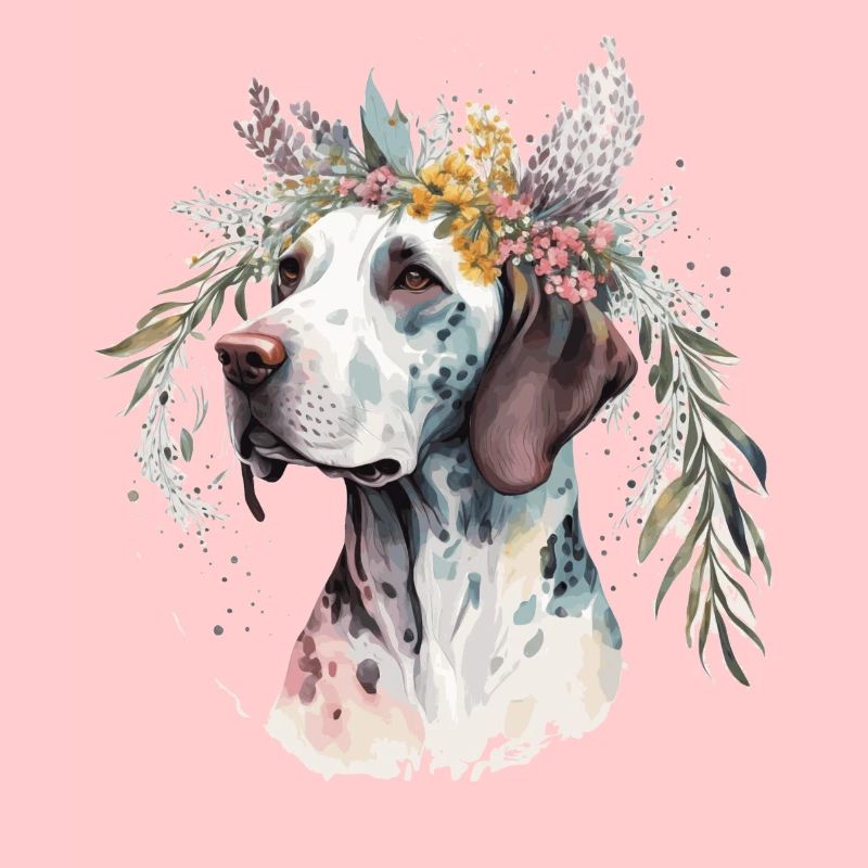 Mignon English Pointer Fleur Couronne Race de chien Fl