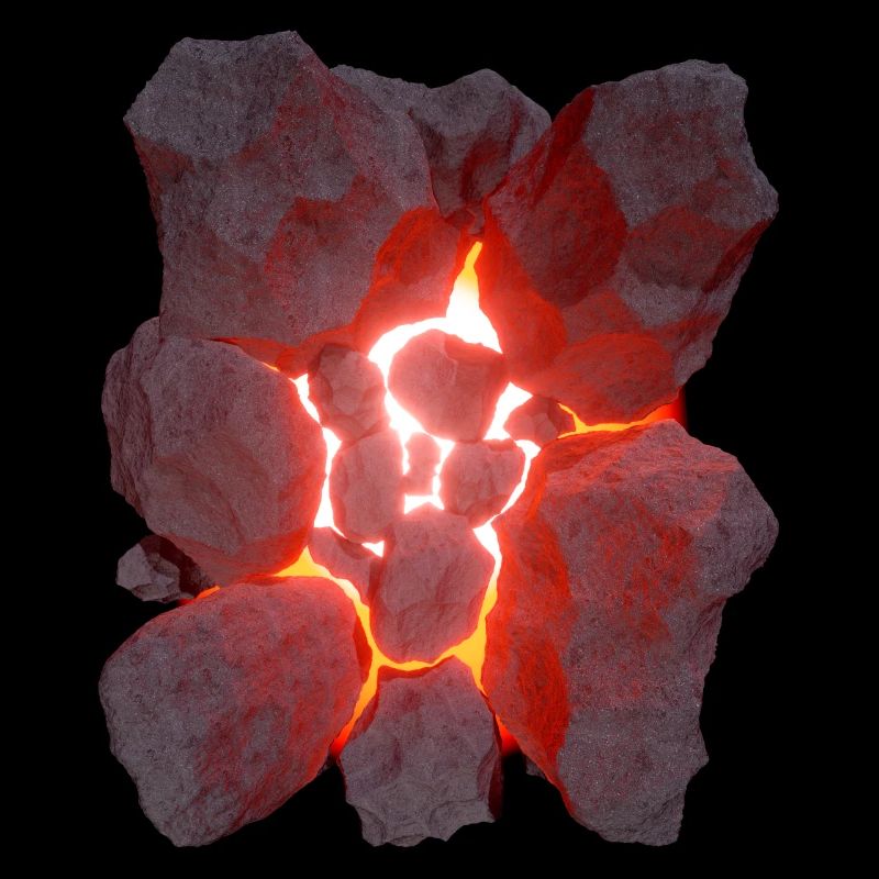 Volcano 3D effect Glowing lava