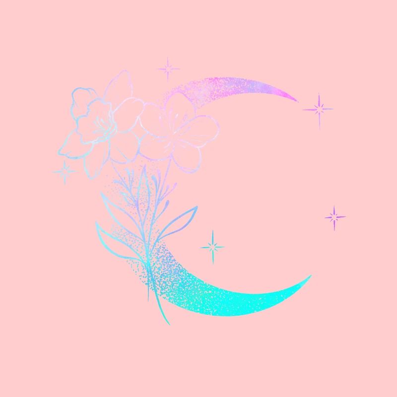 Lune avec fleurs dotwork tattoo