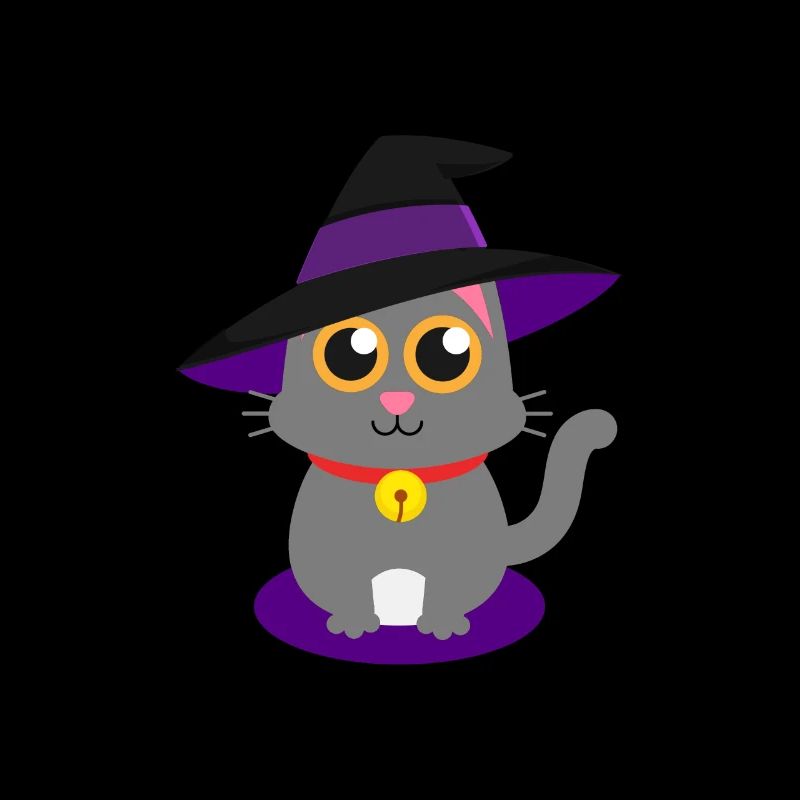 Cute Cat Pussy Meow Witch Hat Witch Spell