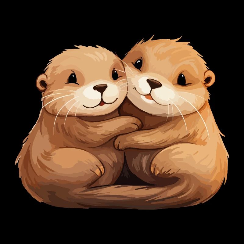 Otter Love Hugging Holding Hands Cuddling