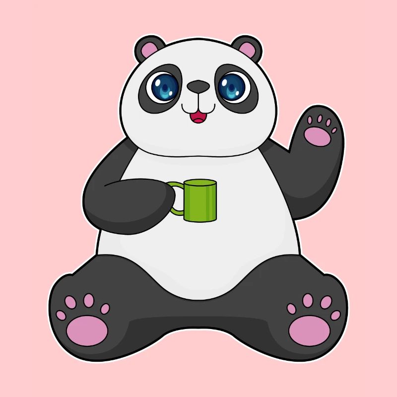 Panda mit Kaffeebecher