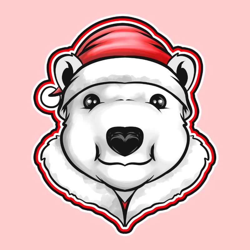 Polar Bear With Santas Hat For Christmas