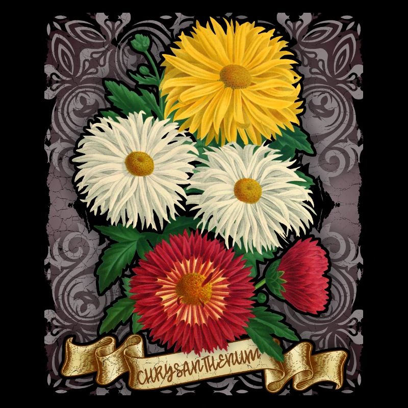 Illustration botanique de fleur de chrysanthème vintage