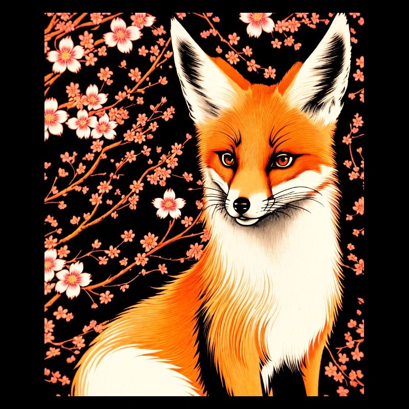 Renards Fleur de cerisier japonais Kitsune Renard