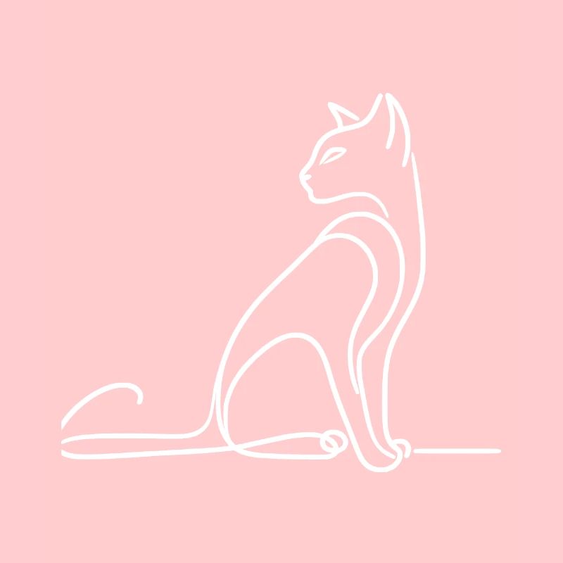 Simple Line Art Chaton Chat Oeuvre Dessin Chat