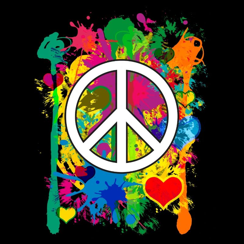 04 Peace colorés coeurs éclaboussés
