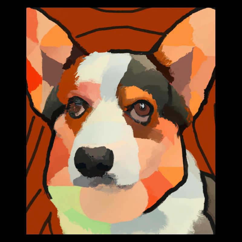 Corgi Portrait Cubisme Chien