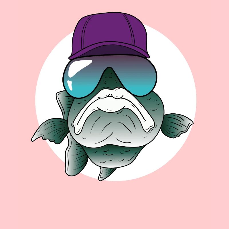 Poisson cool avec lunettes de soleil et cap