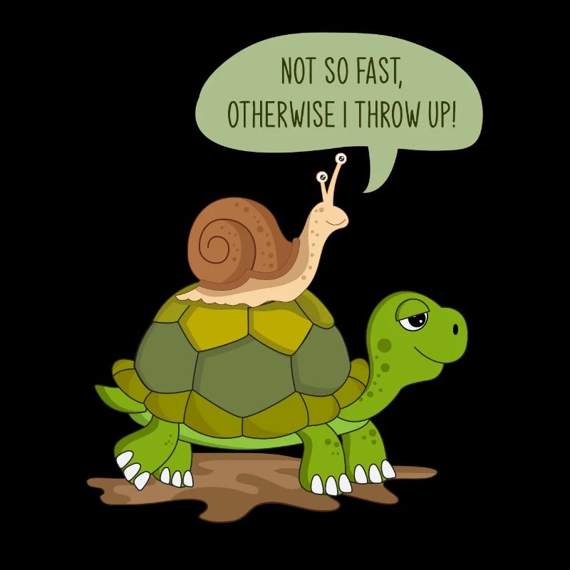 Schnecke & Schildkröte als Geschenk super Spruch