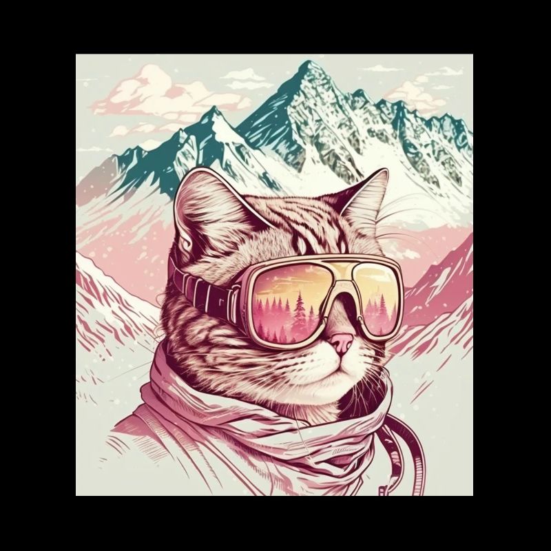Winter Katze Ski Snowboard Schnee Kätzchen