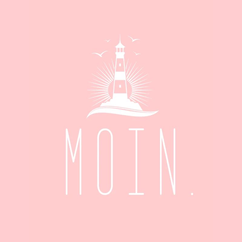 Moin mit Leuchtturm Möwen Maritim Nordsee