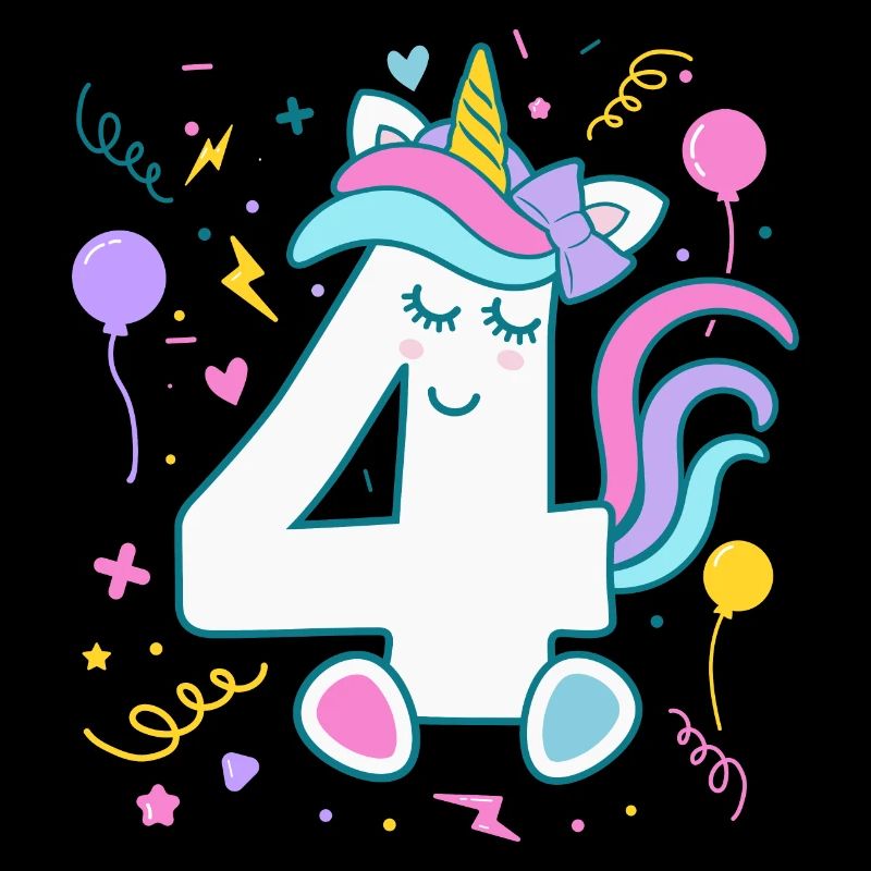 4. Geburtstag Einhorn Zahl Kindergeburtstag