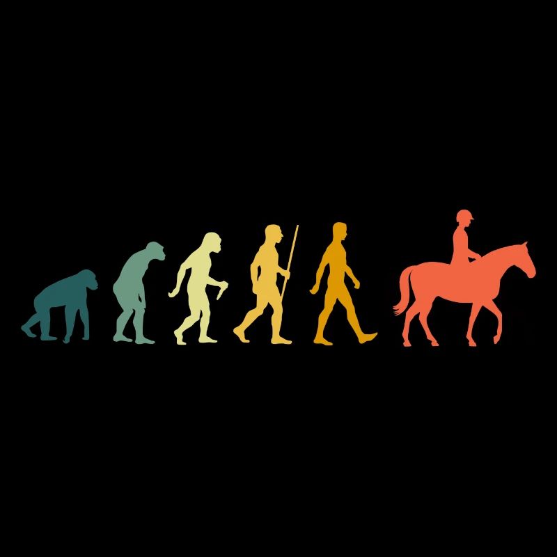 Reiten Evolution Dressurreiten Retro Pferde Reiter