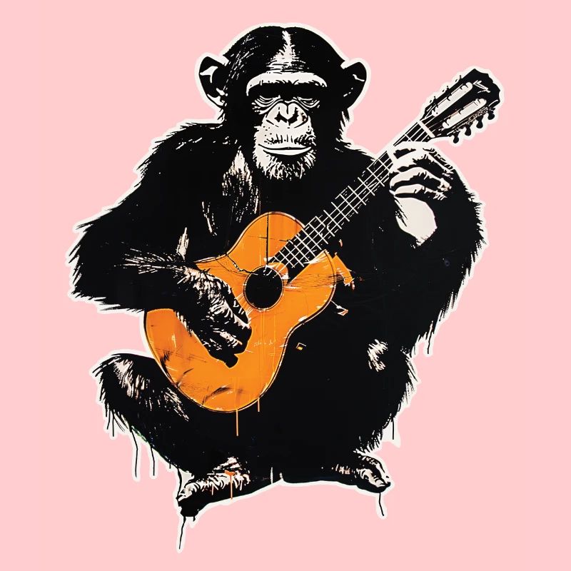 Chimp with guitar