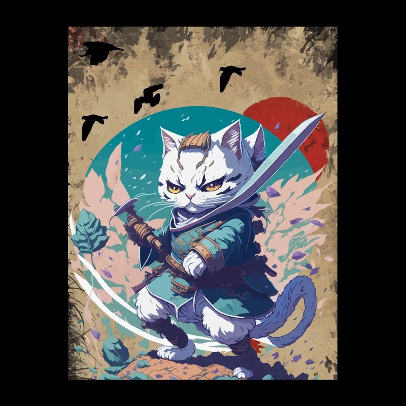 Samurai Japanische Krieger Katze