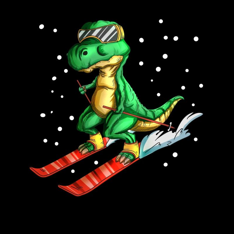 Snow Skiing Driver Dinosaur Snow Slope