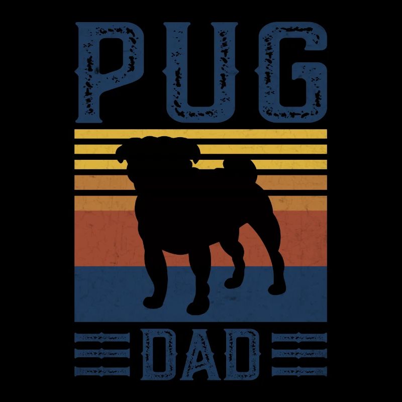 Pug Dad Dog Vintage Retro