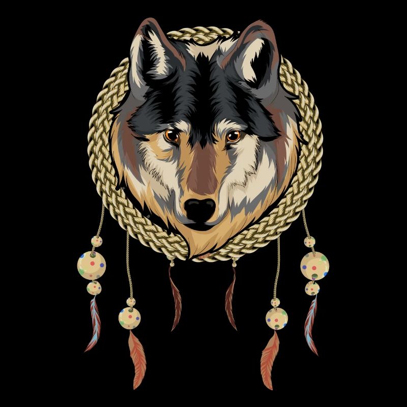 Indian Boho Style Cadeau Wolf Dream Catcher