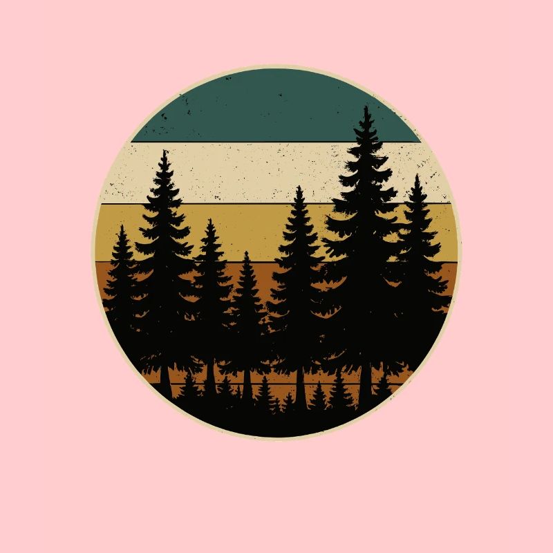 Forest Trees Firs Retro