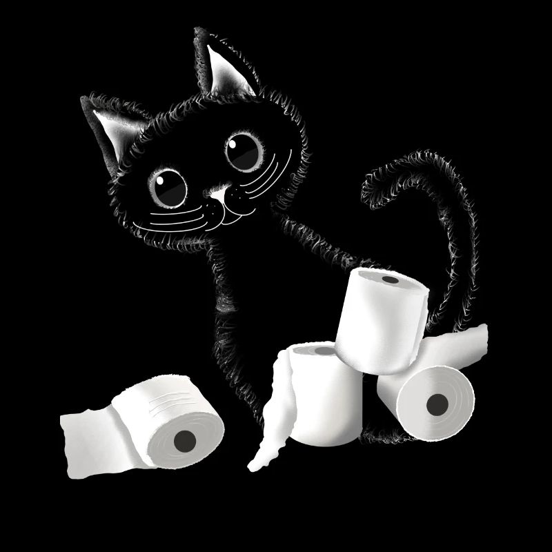 Conception de papier toilette chat noir gueule de bois