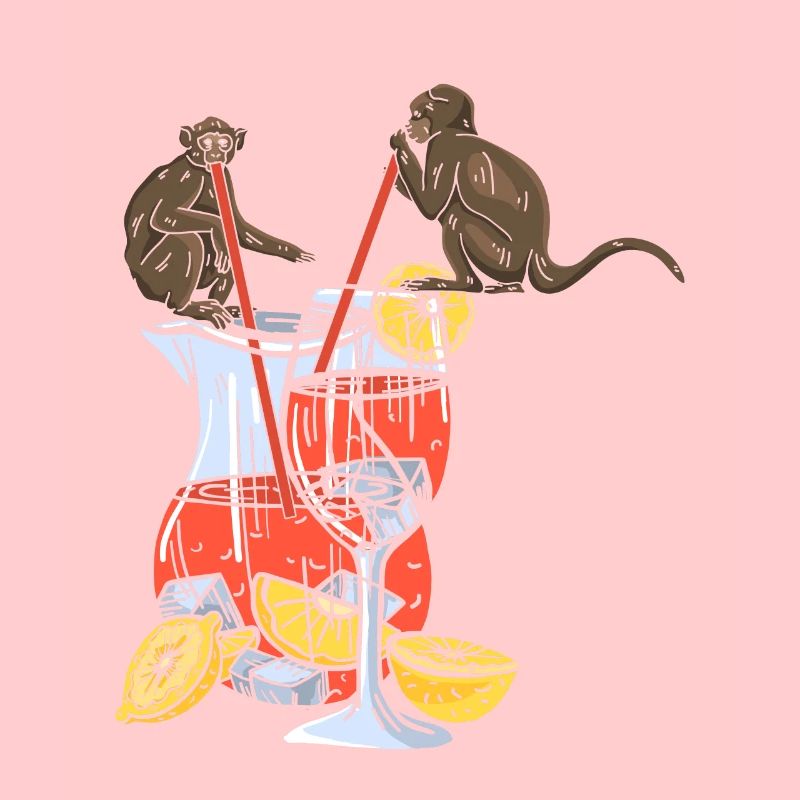 Monkeys with Sangria Orangutan Monkey Funny Monkey