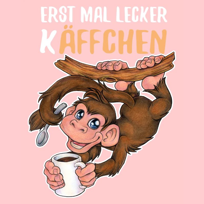 Erst mal lecker Käffchen niedlich Affe mit Kaffee