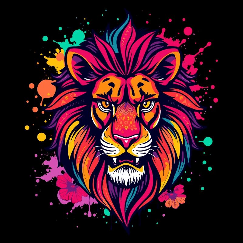 Bunter Löwe mit Farbspritzern