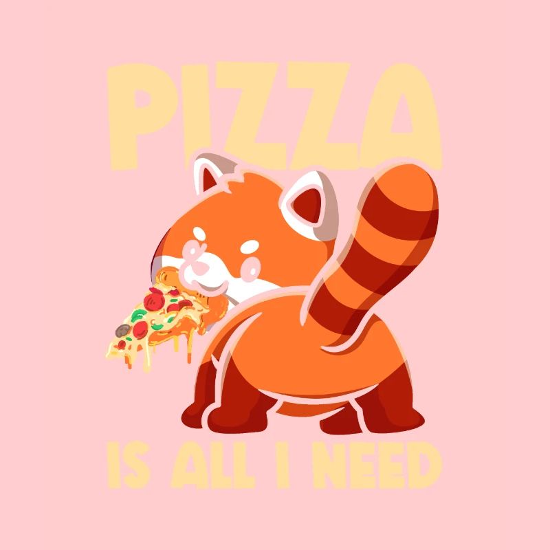 Sød dyr rød panda pizza fan spiser næsten